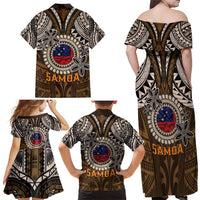Samoa Warrior Family Matching Off Shoulder Maxi Dress and Hawaiian Shirt The Mighty Samoan Warrior Spirit LT9 - Polynesian Pride