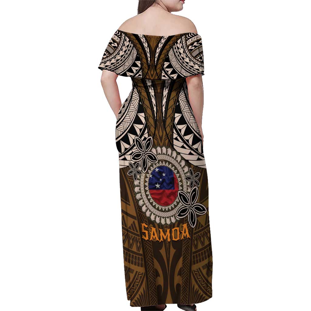 Samoa Warrior Family Matching Off Shoulder Maxi Dress and Hawaiian Shirt The Mighty Samoan Warrior Spirit LT9 - Polynesian Pride