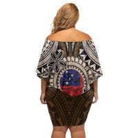 Samoa Warrior Family Matching Off Shoulder Short Dress and Hawaiian Shirt The Mighty Samoan Warrior Spirit LT9 - Polynesian Pride