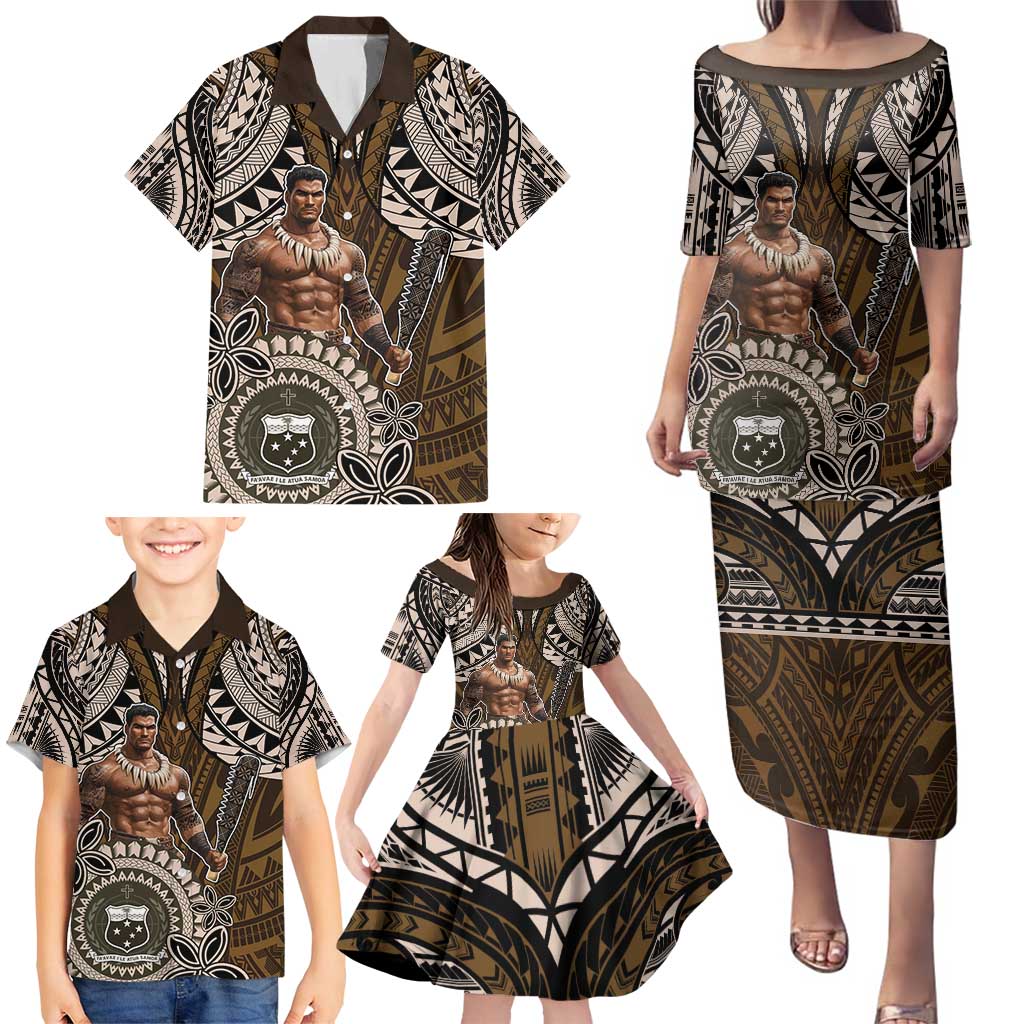 Samoa Warrior Family Matching Puletasi and Hawaiian Shirt The Mighty Samoan Warrior Spirit LT9 - Polynesian Pride