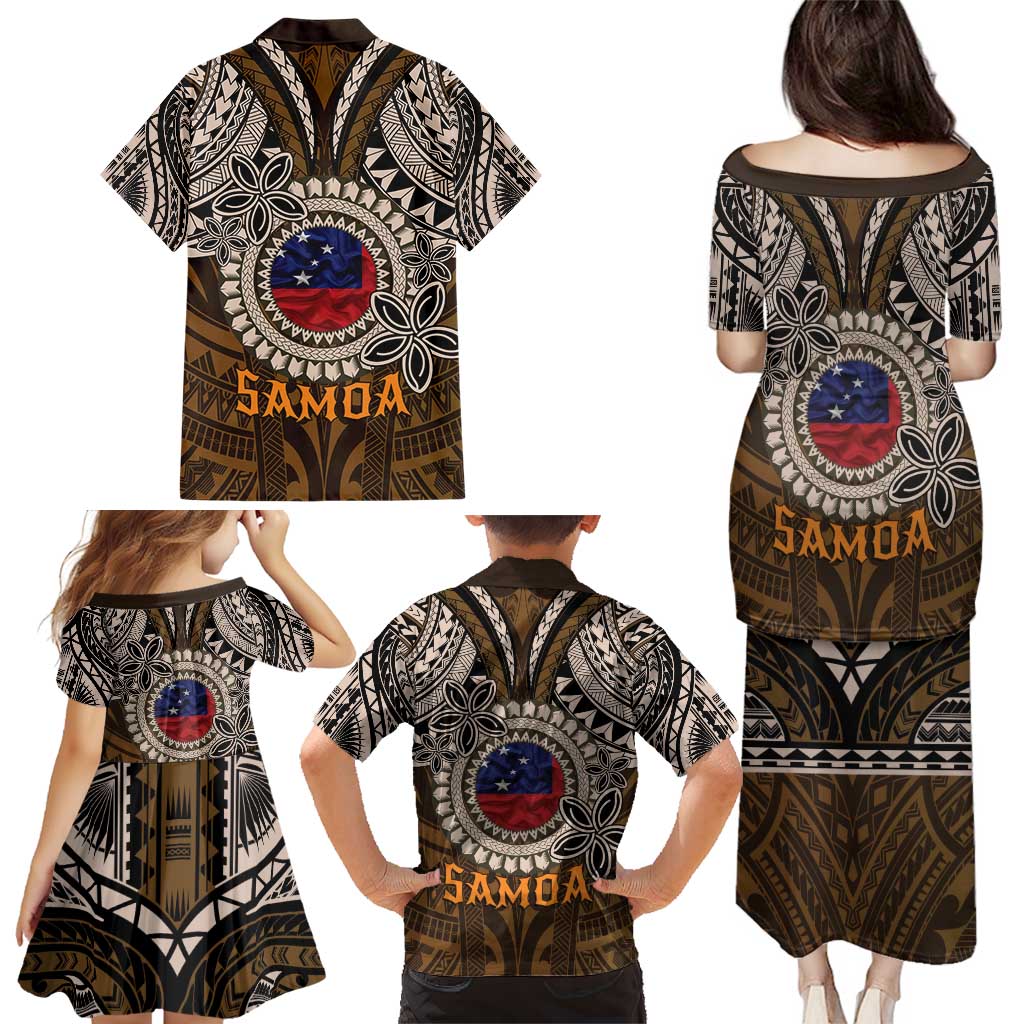 Samoa Warrior Family Matching Puletasi and Hawaiian Shirt The Mighty Samoan Warrior Spirit LT9 - Polynesian Pride