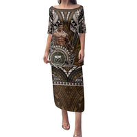 Samoa Warrior Family Matching Puletasi and Hawaiian Shirt The Mighty Samoan Warrior Spirit LT9 Mom's Dress Black - Polynesian Pride