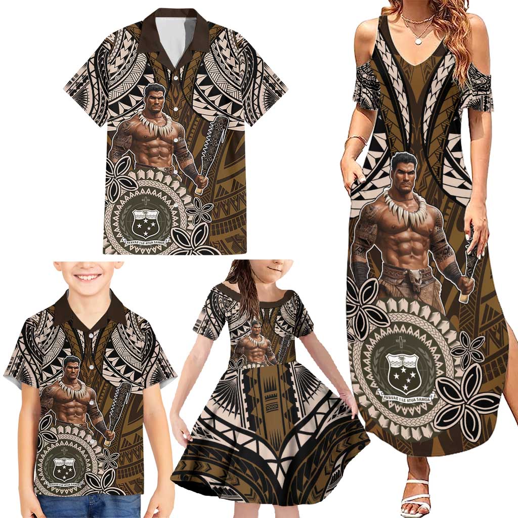Samoa Warrior Family Matching Summer Maxi Dress and Hawaiian Shirt The Mighty Samoan Warrior Spirit LT9 - Polynesian Pride
