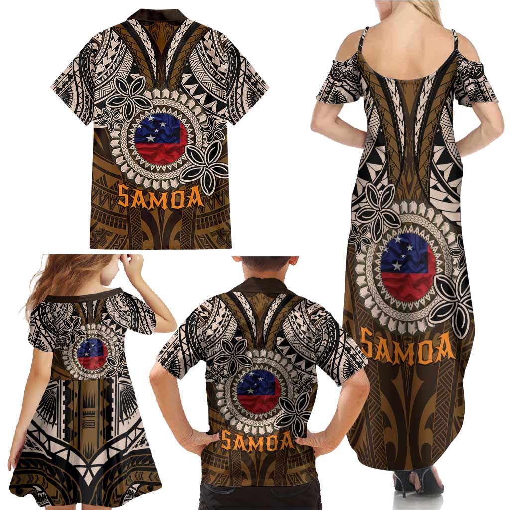 Samoa Warrior Family Matching Summer Maxi Dress and Hawaiian Shirt The Mighty Samoan Warrior Spirit LT9 - Polynesian Pride