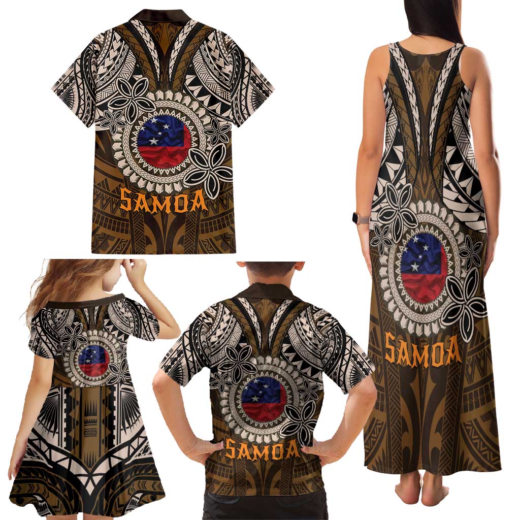 Samoa Warrior Family Matching Tank Maxi Dress and Hawaiian Shirt The Mighty Samoan Warrior Spirit LT9 - Polynesian Pride