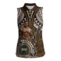 Samoa Warrior Women Sleeveless Polo Shirt The Mighty Samoan Warrior Spirit LT9 Female Black - Polynesian Pride