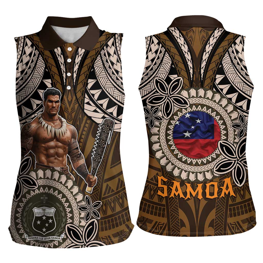 Samoa Warrior Women Sleeveless Polo Shirt The Mighty Samoan Warrior Spirit LT9 - Polynesian Pride