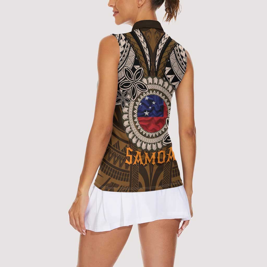 Samoa Warrior Women Sleeveless Polo Shirt The Mighty Samoan Warrior Spirit LT9 - Polynesian Pride