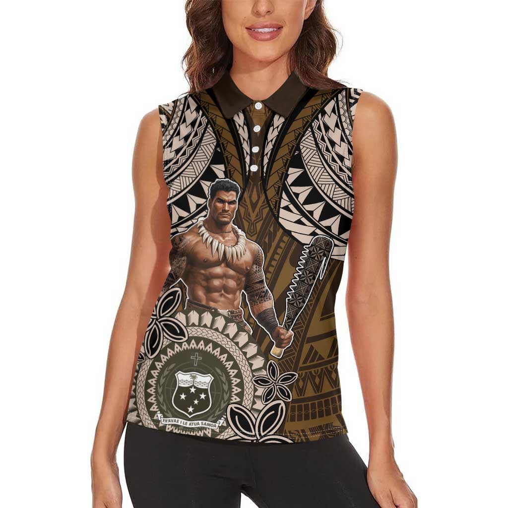 Samoa Warrior Women Sleeveless Polo Shirt The Mighty Samoan Warrior Spirit LT9 - Polynesian Pride