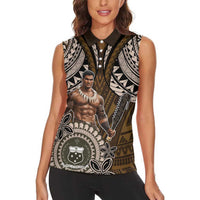 Samoa Warrior Women Sleeveless Polo Shirt The Mighty Samoan Warrior Spirit LT9 - Polynesian Pride