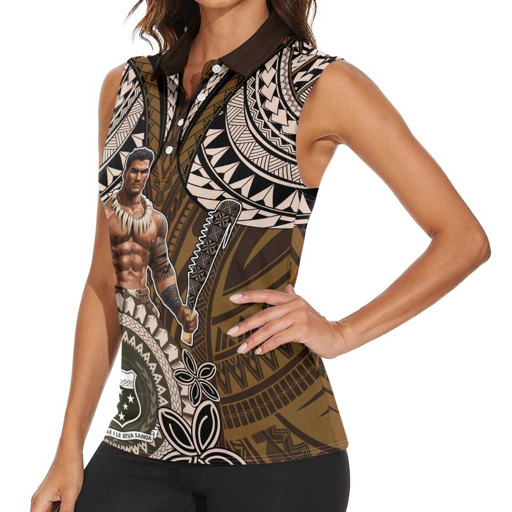 Samoa Warrior Women Sleeveless Polo Shirt The Mighty Samoan Warrior Spirit LT9 - Polynesian Pride