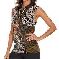 Samoa Warrior Women Sleeveless Polo Shirt The Mighty Samoan Warrior Spirit LT9 - Polynesian Pride
