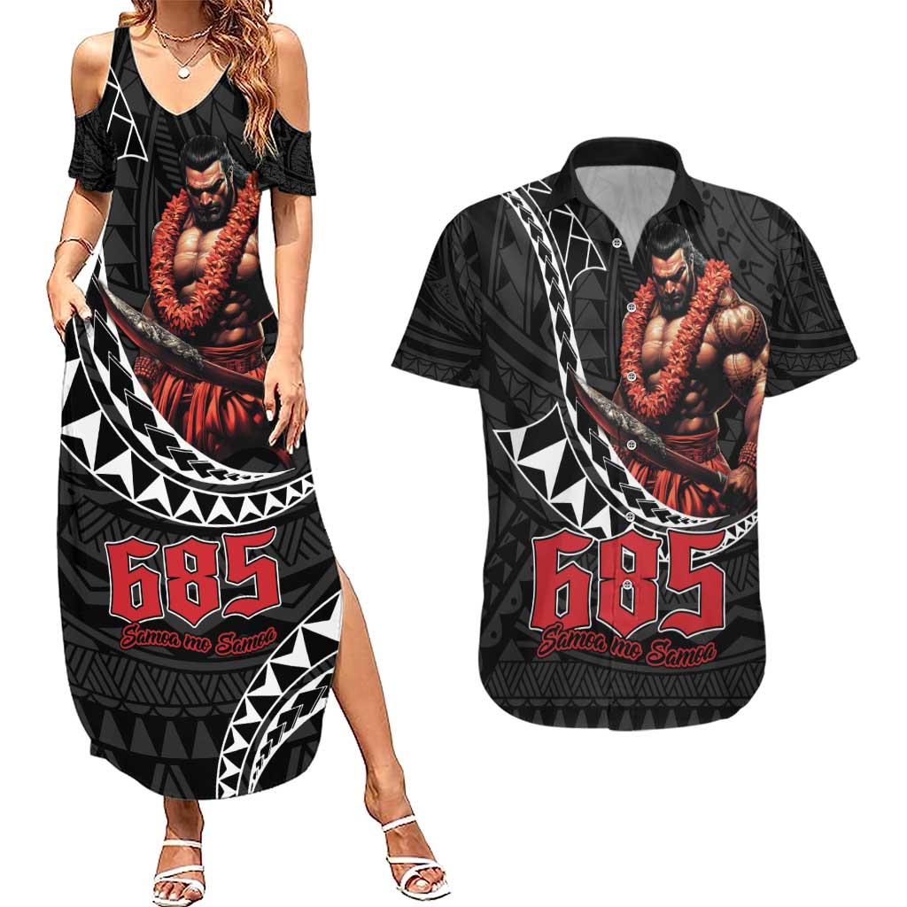Samoan Pride Polynesian Tribal Warrior Couples Matching Summer Maxi Dress and Hawaiian Shirt 685 Samoa Mo Samoa