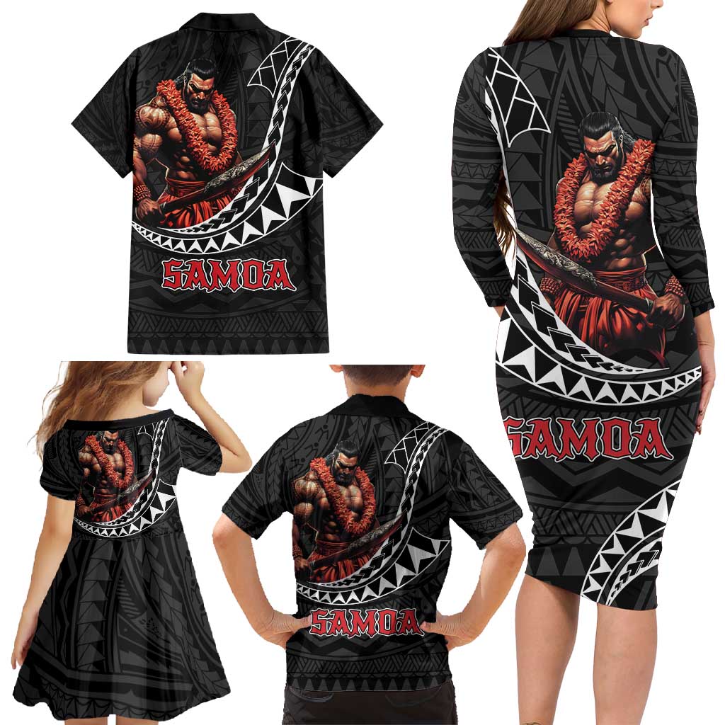 Samoan Pride Polynesian Tribal Warrior Family Matching Long Sleeve Bodycon Dress and Hawaiian Shirt 685 Samoa Mo Samoa LT9 - Polynesian Pride