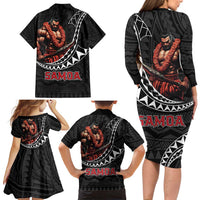 Samoan Pride Polynesian Tribal Warrior Family Matching Long Sleeve Bodycon Dress and Hawaiian Shirt 685 Samoa Mo Samoa LT9 - Polynesian Pride