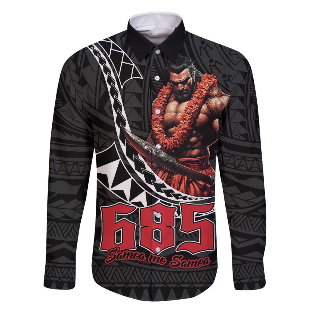 Samoan Pride Polynesian Tribal Warrior Family Matching Mermaid Dress and Hawaiian Shirt 685 Samoa Mo Samoa LT9 Dad's Shirt - Long Sleeve Black - Polynesian Pride