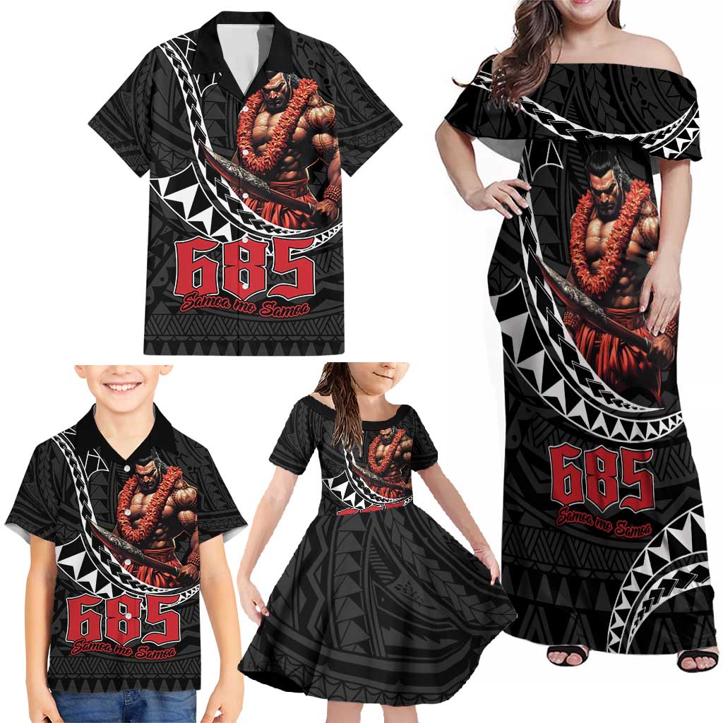 Samoan Pride Polynesian Tribal Warrior Family Matching Off Shoulder Maxi Dress and Hawaiian Shirt 685 Samoa Mo Samoa LT9 - Polynesian Pride