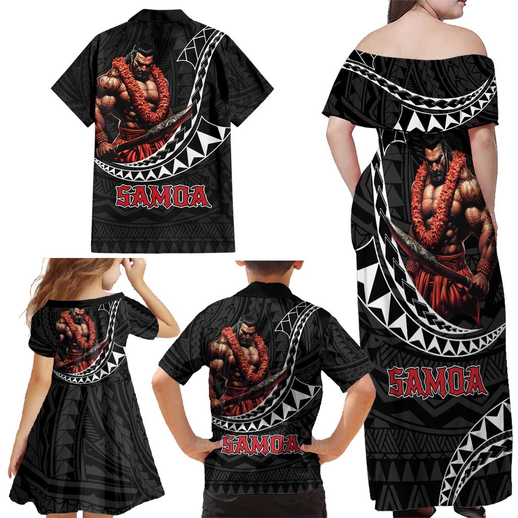 Samoan Pride Polynesian Tribal Warrior Family Matching Off Shoulder Maxi Dress and Hawaiian Shirt 685 Samoa Mo Samoa LT9 - Polynesian Pride