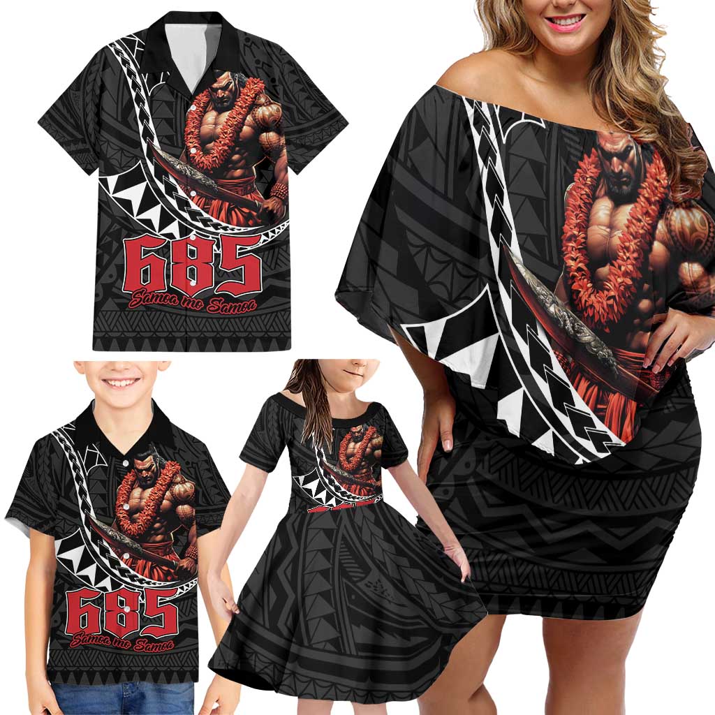 Samoan Pride Polynesian Tribal Warrior Family Matching Off Shoulder Short Dress and Hawaiian Shirt 685 Samoa Mo Samoa LT9 - Polynesian Pride