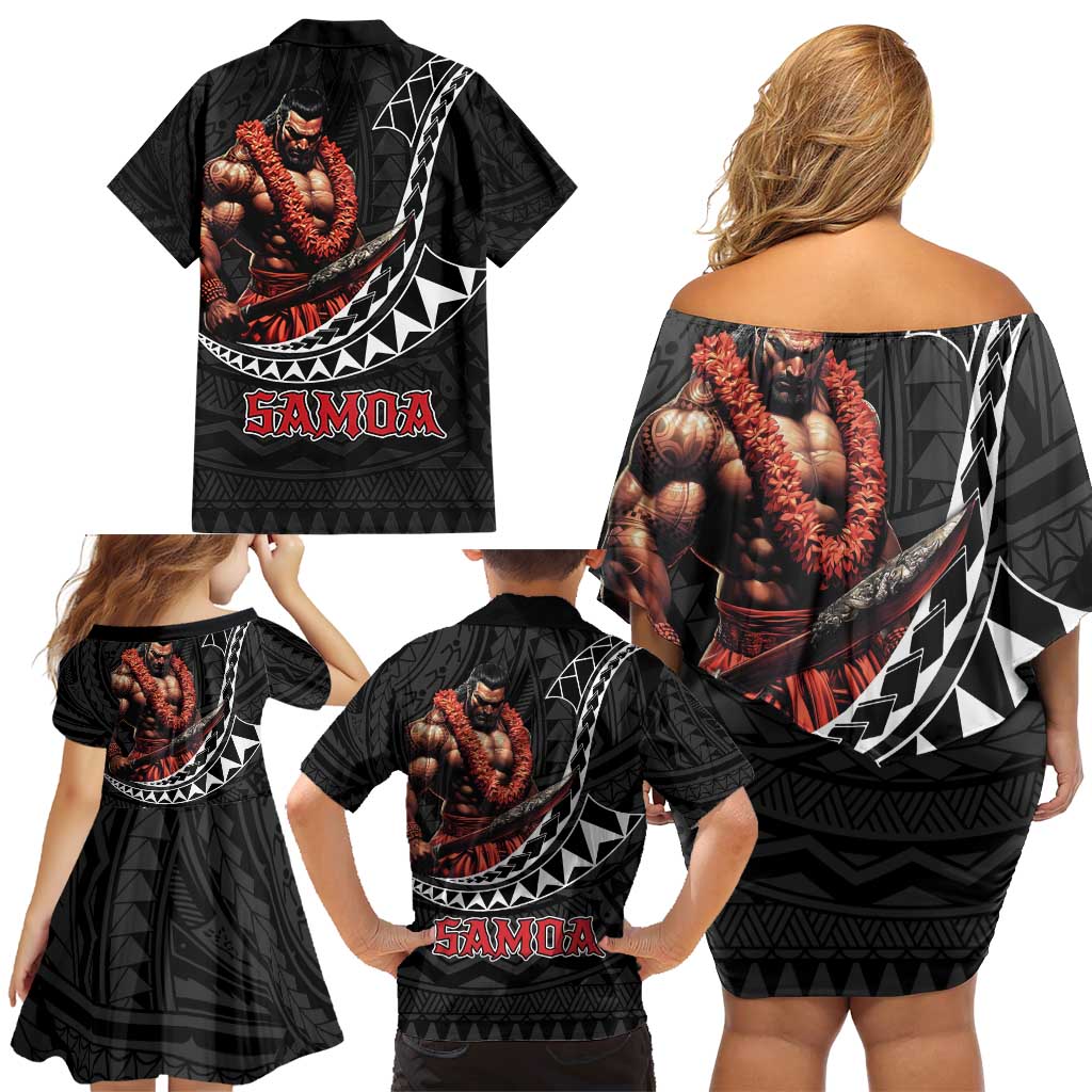 Samoan Pride Polynesian Tribal Warrior Family Matching Off Shoulder Short Dress and Hawaiian Shirt 685 Samoa Mo Samoa LT9 - Polynesian Pride