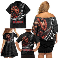 Samoan Pride Polynesian Tribal Warrior Family Matching Off Shoulder Short Dress and Hawaiian Shirt 685 Samoa Mo Samoa LT9 - Polynesian Pride