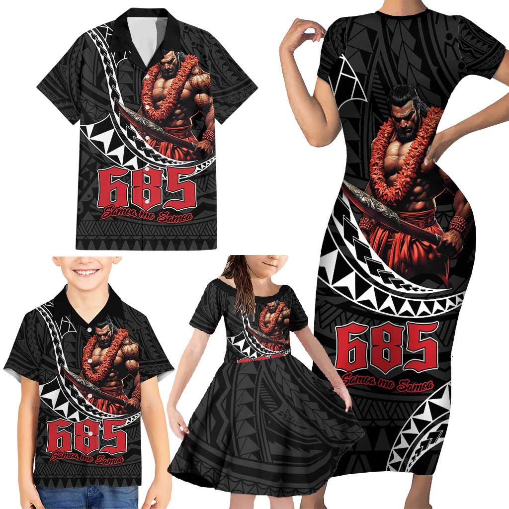Samoan Pride Polynesian Tribal Warrior Family Matching Short Sleeve Bodycon Dress and Hawaiian Shirt 685 Samoa Mo Samoa LT9 - Polynesian Pride