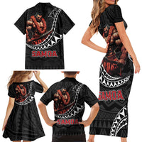 Samoan Pride Polynesian Tribal Warrior Family Matching Short Sleeve Bodycon Dress and Hawaiian Shirt 685 Samoa Mo Samoa LT9 - Polynesian Pride