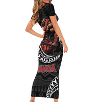 Samoan Pride Polynesian Tribal Warrior Family Matching Short Sleeve Bodycon Dress and Hawaiian Shirt 685 Samoa Mo Samoa LT9 - Polynesian Pride
