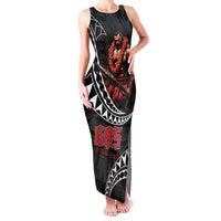 Samoan Pride Polynesian Tribal Warrior Family Matching Tank Maxi Dress and Hawaiian Shirt 685 Samoa Mo Samoa LT9 Mom's Dress Black - Polynesian Pride