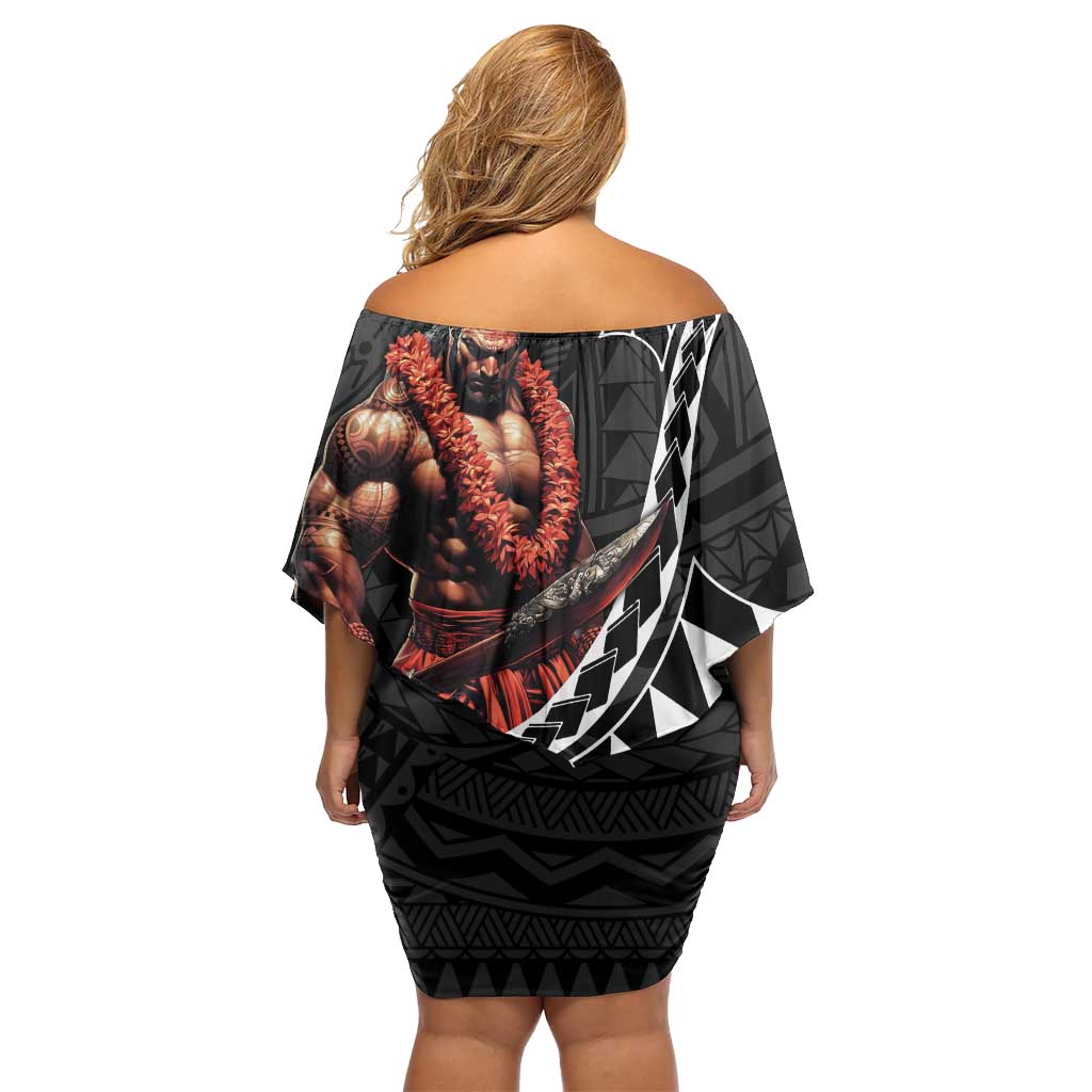 Samoan Pride Polynesian Tribal Warrior Off Shoulder Short Dress 685 Samoa Mo Samoa
