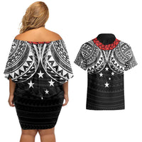 Samoan Tanoa Kava Bowl Ula Fala Couples Matching Off Shoulder Short Dress and Hawaiian Shirt Polynesian Tribal Vibe LT9 - Polynesian Pride