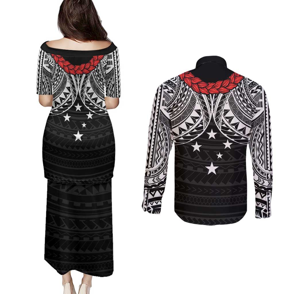 Samoan Tanoa Kava Bowl Ula Fala Couples Matching Puletasi and Long Sleeve Button Shirt Polynesian Tribal Vibe LT9 - Polynesian Pride