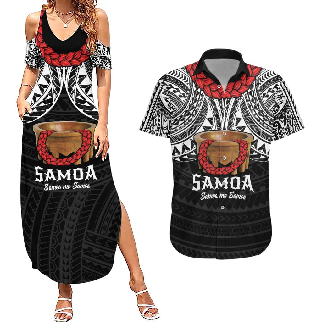 Samoan Tanoa Kava Bowl Ula Fala Couples Matching Summer Maxi Dress and Hawaiian Shirt Polynesian Tribal Vibe LT9 Brown - Polynesian Pride