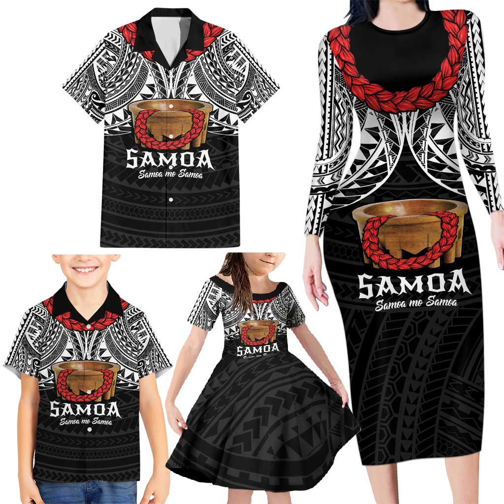 Samoan Tanoa Kava Bowl Ula Fala Family Matching Long Sleeve Bodycon Dress and Hawaiian Shirt Polynesian Tribal Vibe LT9 - Polynesian Pride