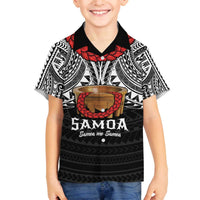 Samoan Tanoa Kava Bowl Ula Fala Family Matching Off The Shoulder Long Sleeve Dress and Hawaiian Shirt Polynesian Tribal Vibe LT9 Son's Shirt Brown - Polynesian Pride