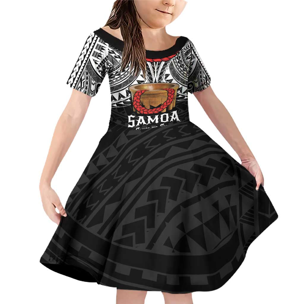 Samoan Tanoa Kava Bowl Ula Fala Family Matching Off Shoulder Short Dress and Hawaiian Shirt Polynesian Tribal Vibe LT9 Daughter's Dress Brown - Polynesian Pride