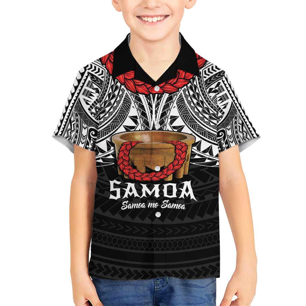 Samoan Tanoa Kava Bowl Ula Fala Family Matching Short Sleeve Bodycon Dress and Hawaiian Shirt Polynesian Tribal Vibe LT9 Son's Shirt Brown - Polynesian Pride