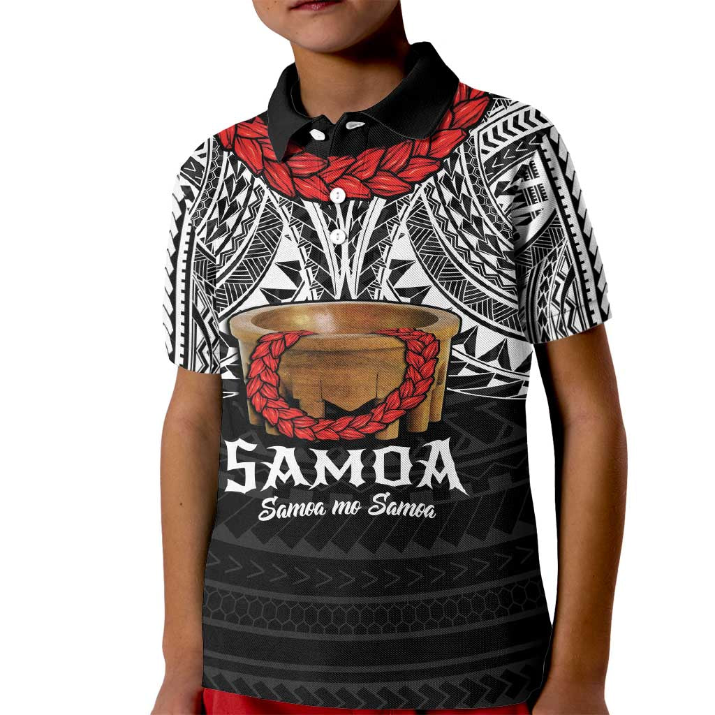 Samoan Tanoa Kava Bowl Ula Fala Kid Polo Shirt Polynesian Tribal Vibe LT9 Kid Brown - Polynesian Pride
