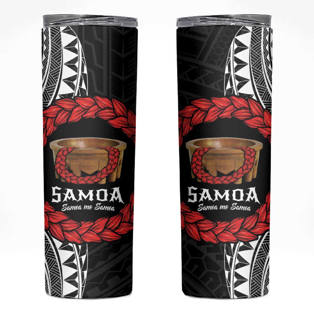 Samoan Tanoa Kava Bowl Ula Fala Skinny Tumbler Polynesian Tribal Vibe LT9 Brown - Polynesian Pride