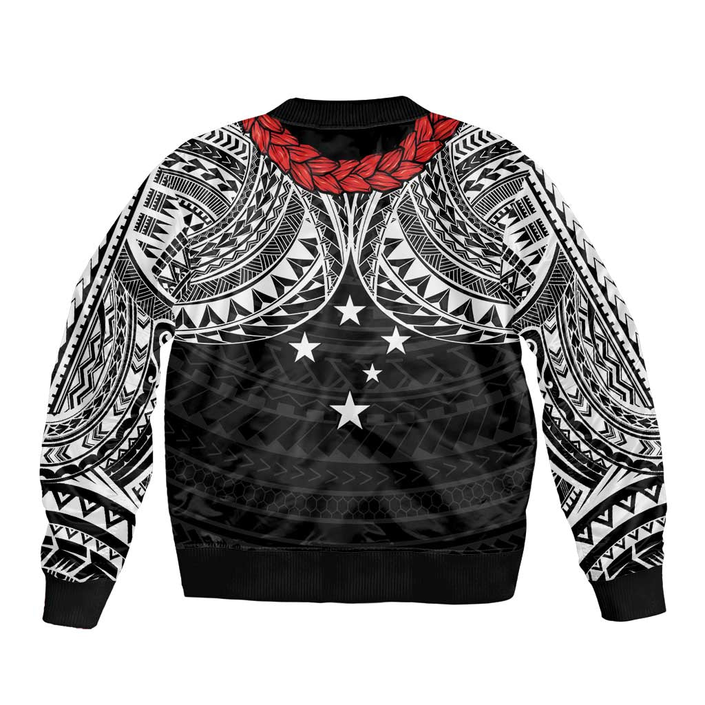 Samoan Tanoa Kava Bowl Ula Fala Sleeve Zip Bomber Jacket Polynesian Tribal Vibe