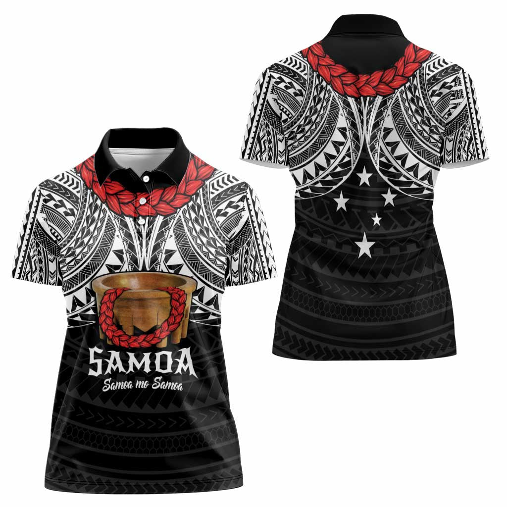 Samoan Tanoa Kava Bowl Ula Fala Women Polo Shirt Polynesian Tribal Vibe
