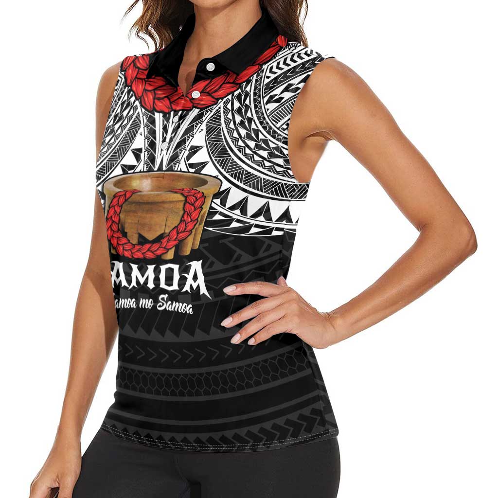 Samoan Tanoa Kava Bowl Ula Fala Women Sleeveless Polo Shirt Polynesian Tribal Vibe LT9 - Polynesian Pride