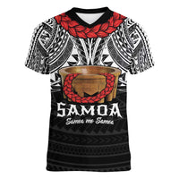 Samoan Tanoa Kava Bowl Ula Fala Women V-Neck T-Shirt Polynesian Tribal Vibe LT9 Female Brown - Polynesian Pride