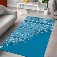 Fiji Marau na Kerisimasi Area Rug Aqua Tagimoucia Tapa Masi Tribal LT9 - Polynesian Pride