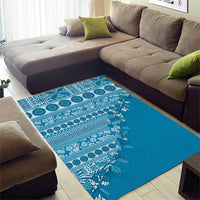 Fiji Marau na Kerisimasi Area Rug Aqua Tagimoucia Tapa Masi Tribal LT9 - Polynesian Pride