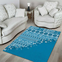 Fiji Marau na Kerisimasi Area Rug Aqua Tagimoucia Tapa Masi Tribal LT9 - Polynesian Pride