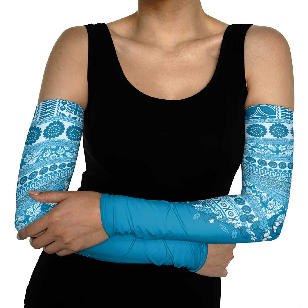 Fiji Marau na Kerisimasi Arm Sleeves Aqua Tagimoucia Tapa Masi Tribal LT9 - Polynesian Pride