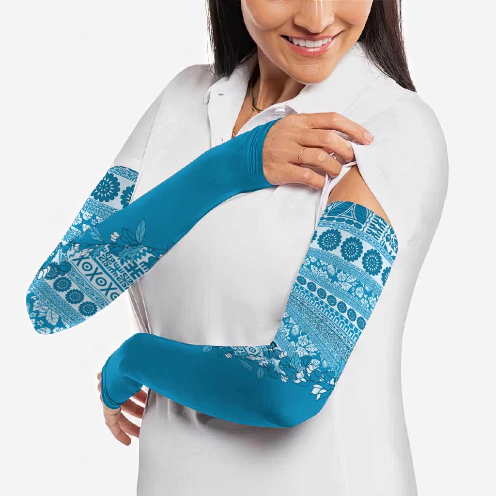 Fiji Marau na Kerisimasi Arm Sleeves Aqua Tagimoucia Tapa Masi Tribal LT9 - Polynesian Pride