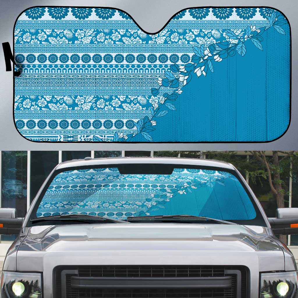 Fiji Marau na Kerisimasi Auto Sun Shade Aqua Tagimoucia Tapa Masi Tribal LT9 Aqua - Polynesian Pride