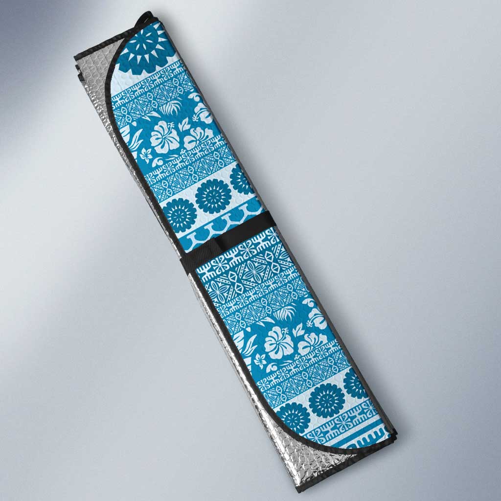 Fiji Marau na Kerisimasi Auto Sun Shade Aqua Tagimoucia Tapa Masi Tribal LT9 - Polynesian Pride